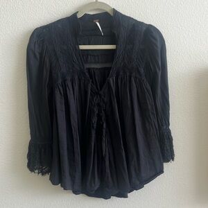 free people black lace top